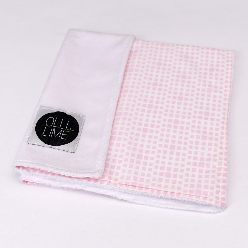 Tea Parties One Day - Lovey Cuddle - Pink Geometric Squares on Ivory - Olli+Lime